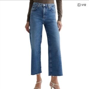 Ag Adriano Goldschmied Medium Blue Sage wide leg Crop Jeans -31 Sz
